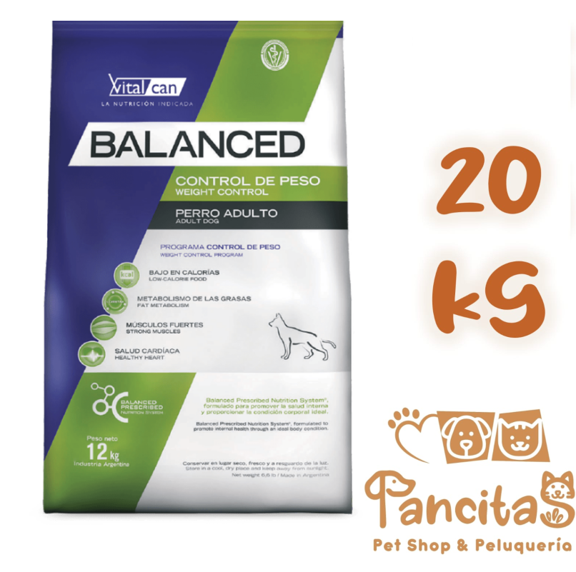 VITAL CAN BALANCED  DOG ADULT CONTROL DE PESO 20KG