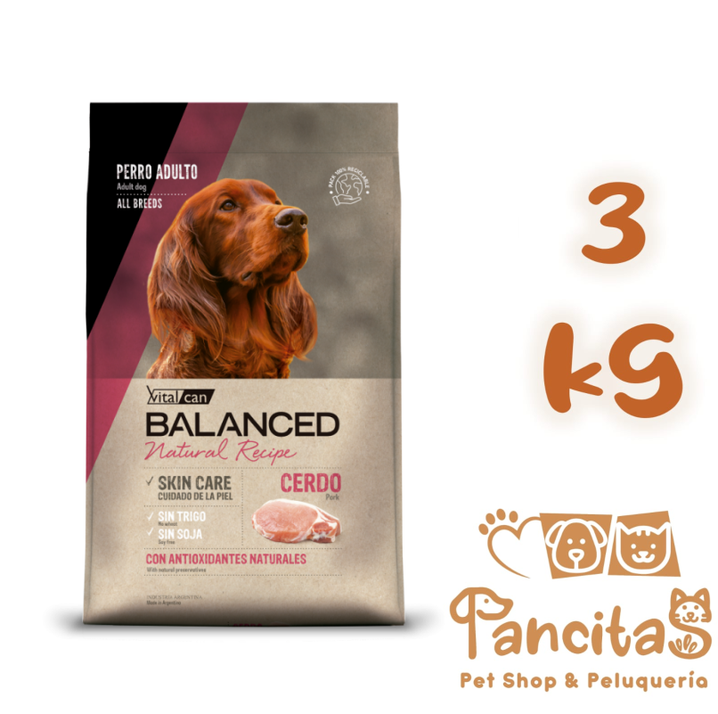 VITAL CAN BALANCED  EXCLUSIVE DOG CERDO Y ARROZ CERDO Y ARROZ 3KG