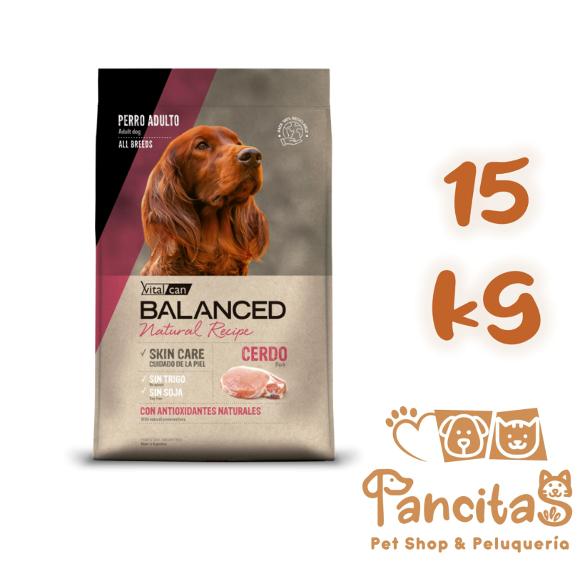 VITAL CAN BALANCED  EXCLUSIVE DOG CERDO Y ARROZ 15KG PROMO