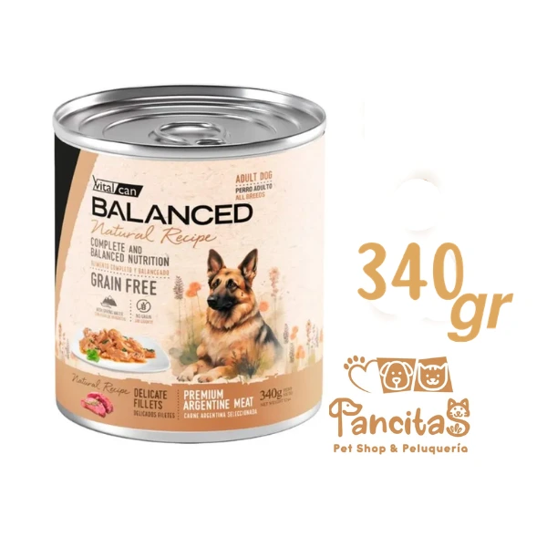 VITAL CAN BALANCED LATA NATURAL RECIPE CARNE PERRO AD 340GRS