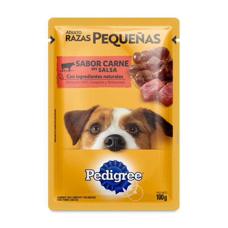 PEDIGREE POUCH DOG ADULTO RAZAS PEQUEÑAS SABOR CARNE 100GR PROMO (6x5)