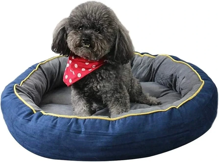 CAMA REDONDA LAZYPET AZUL GRIS M
