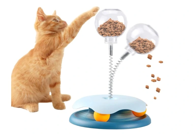 [25485] JUGUETE GATO INTERACTIVO DISPENSER DE ALIMENTO CON PELOTAS Y RESORTE