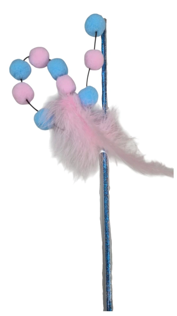[25834] VARITA DE GATO BRILLOS, POMPONES Y PLUMON