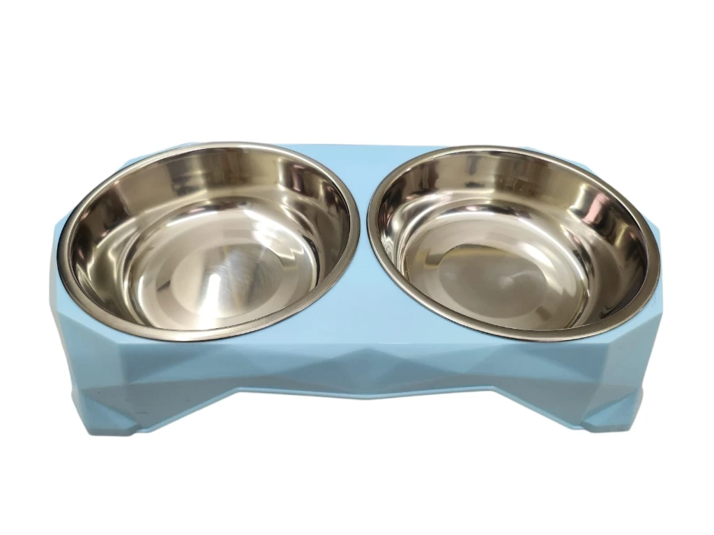 [25794] COMEDERO DOBLE ACERO INOXIDABLE BASE TEXTURA 33X16X6