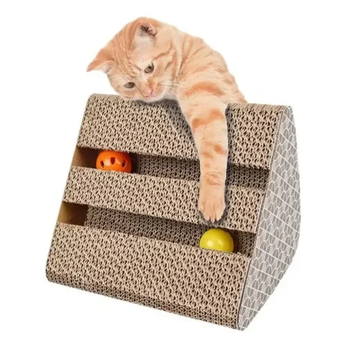 RASCADOR TRIANGULAR INTERACTIVO CON PELOTA 25X24X13