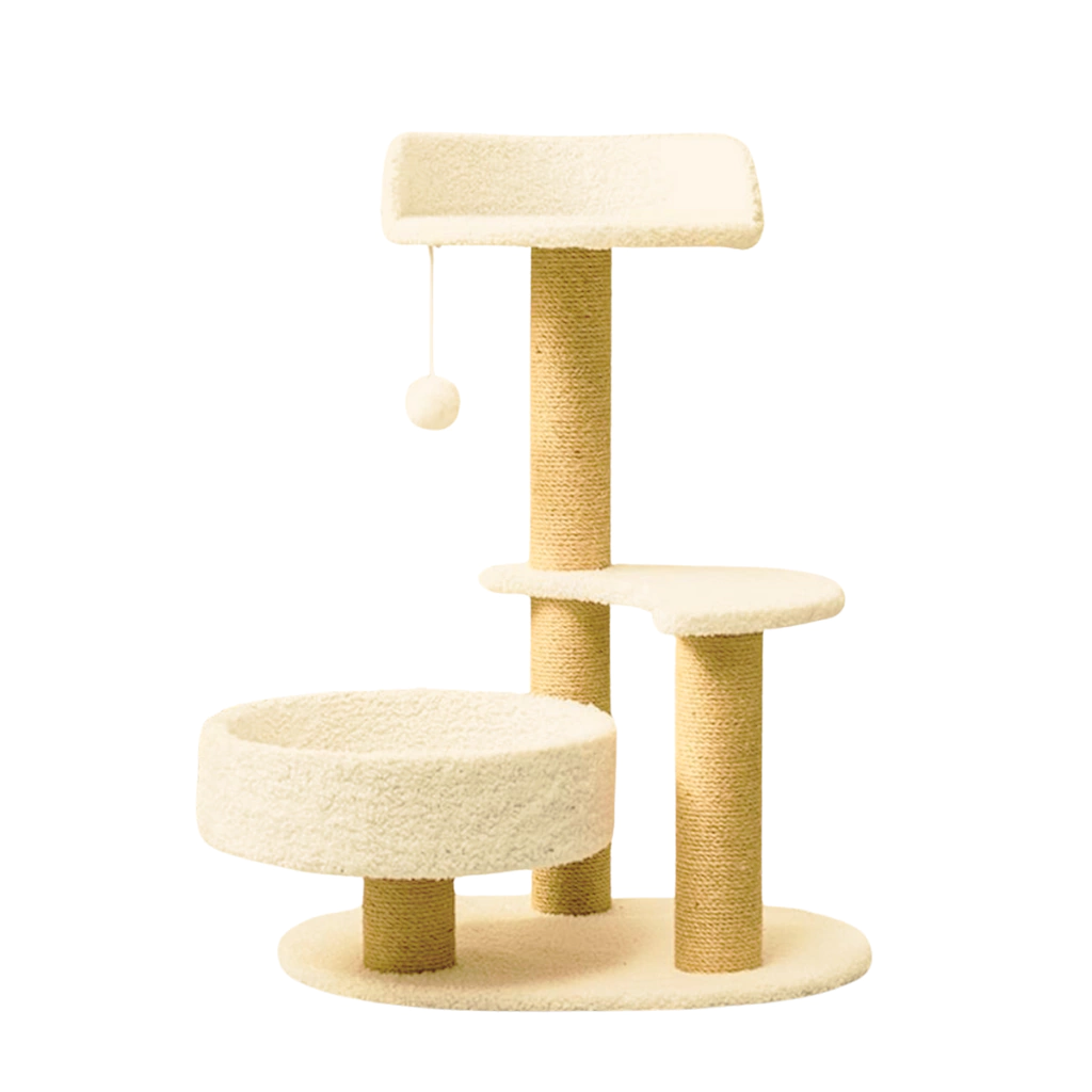 RASCADOR POSTE DOBLE 3 NIVELES BEIGE 40X30X70CM
