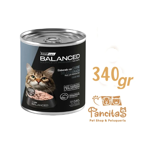 [13-2077] VITAL CAN BALANCED LATA CAT SENIOR SOUFFLE MERLUZA 340GR