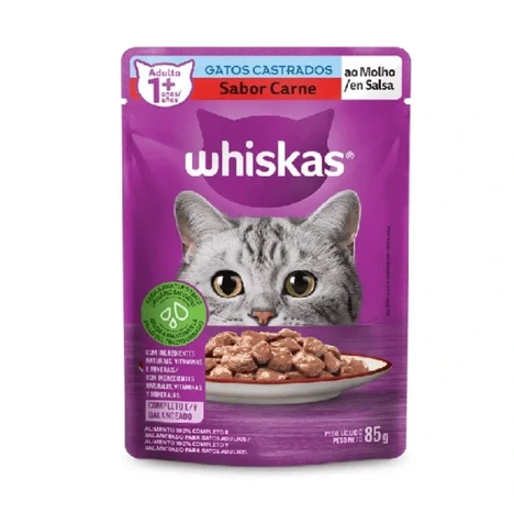 WHISKAS POUCH ADULTO CASTRADO CARNE SALSA PROMO 5+1