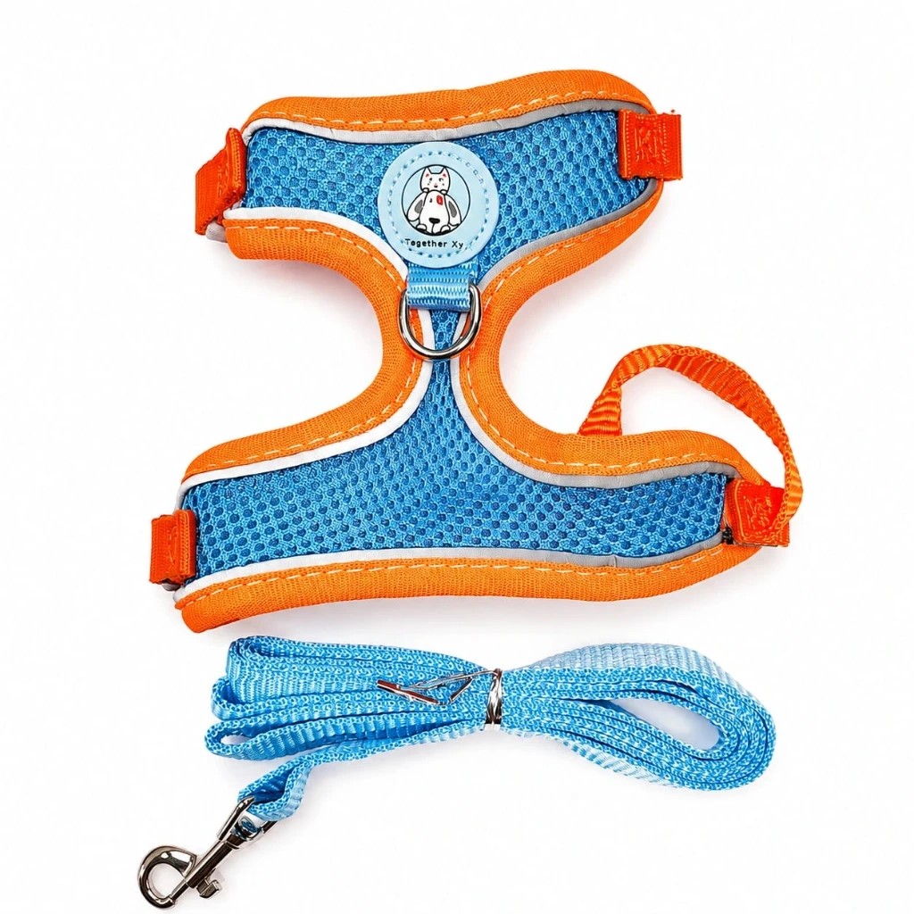 CONJUNTO ARNES Y CORREA PERRO/GATO RESPIRABLE FLUOR