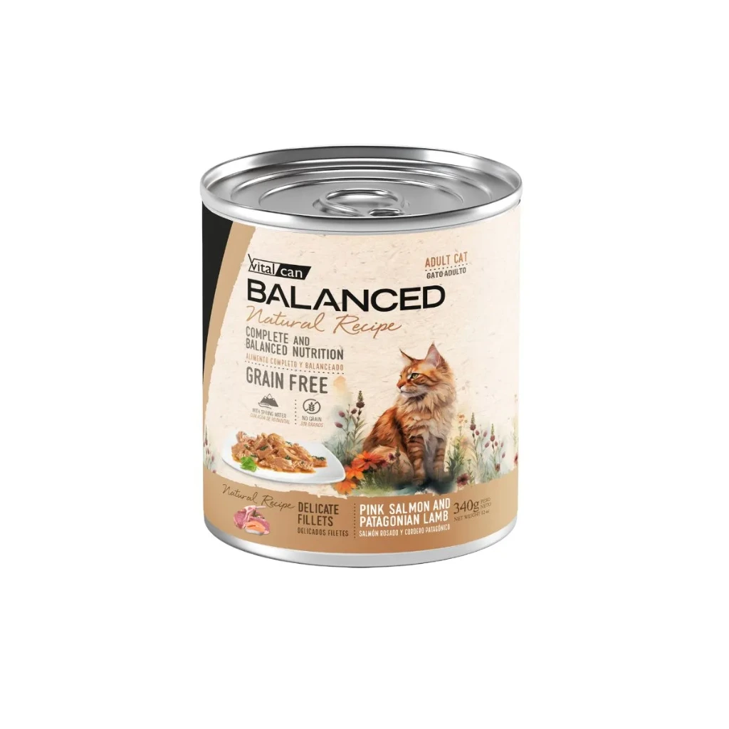 VITAL CAN BALANCED LATA NATURAL RECIPE SALMÓN Y CORDERO GATO AD 340GRS
