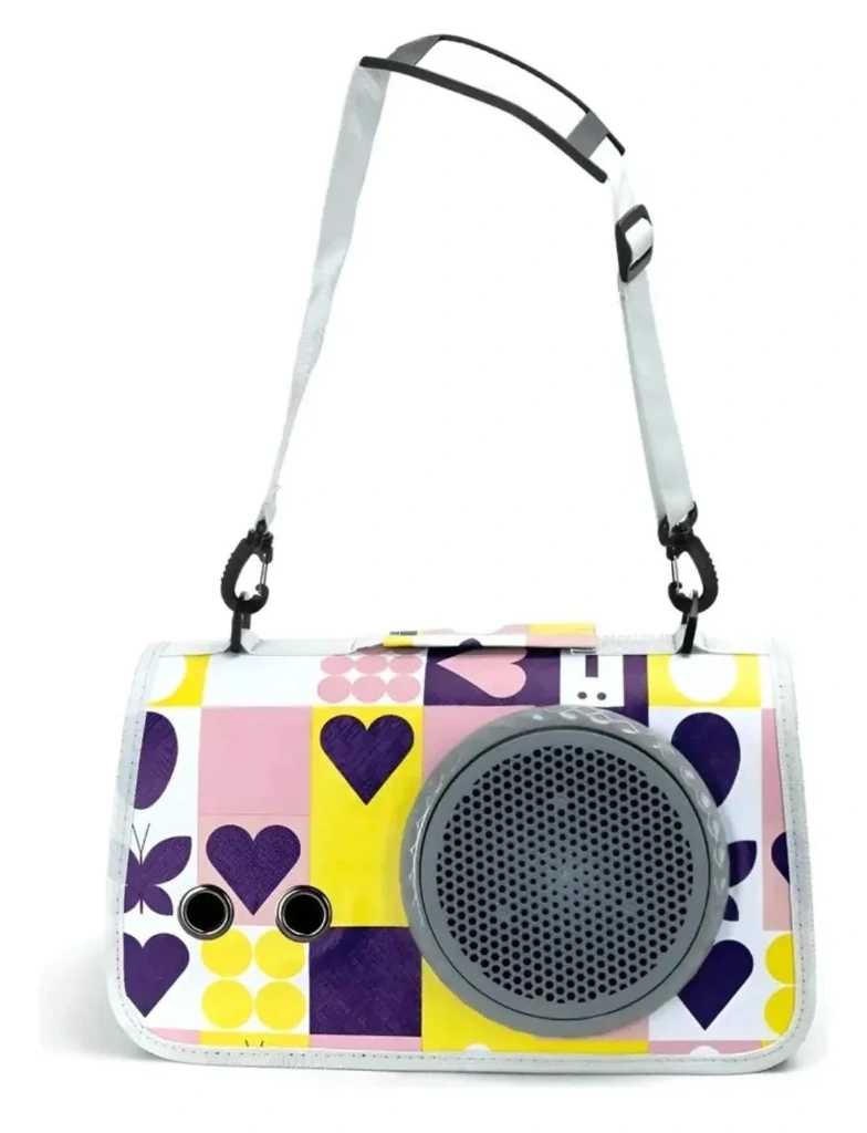 BOLSO TRANSPORTADOR SPORT RIGIDO CUADROS FLORES VISOR 35X30X27CM