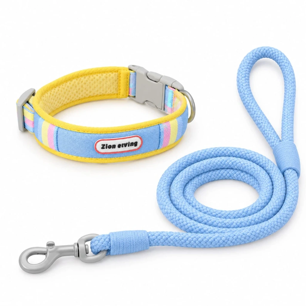 CONJUNTO COLLAR Y CORREA PERRO/GATO RESPIRABLE SOFT
