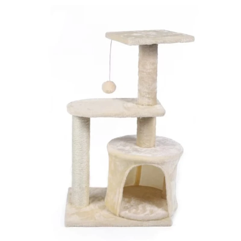 [pt03] RASCADOR 3 NIVELES CON CASA BEIGE 30X50X80CM