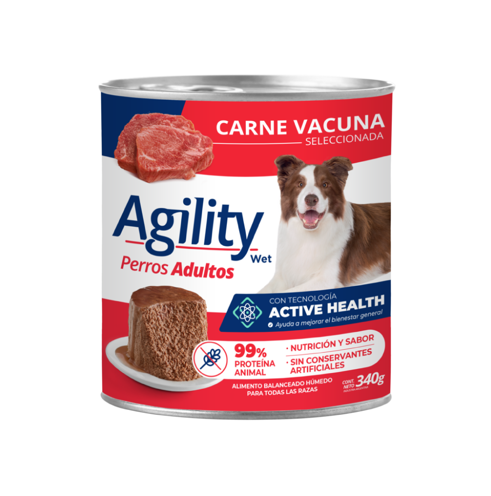 AGILITY DOG LATA ALIMENTO HUMEDO CARNE VACUNA 340GR