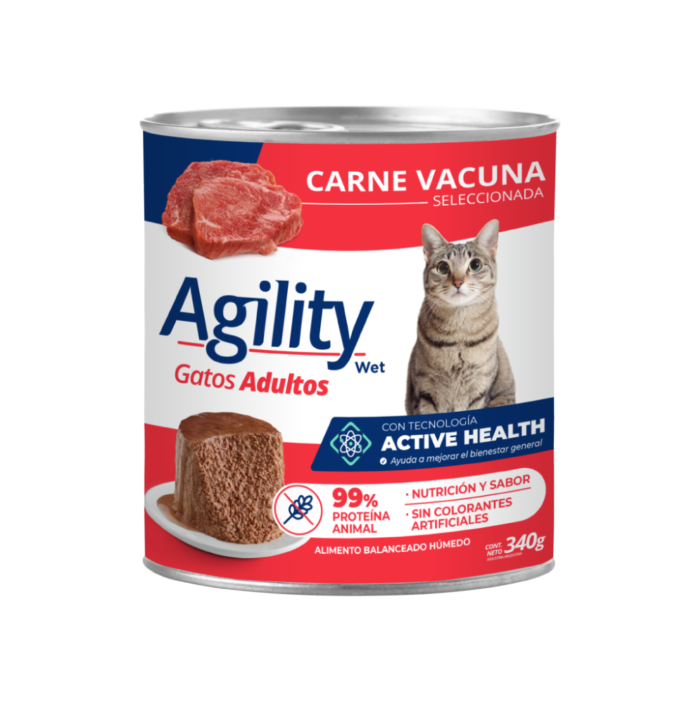 AGILITY CAT LATA ALIMENTO HUMEDO CARNE VACUNA 340GR