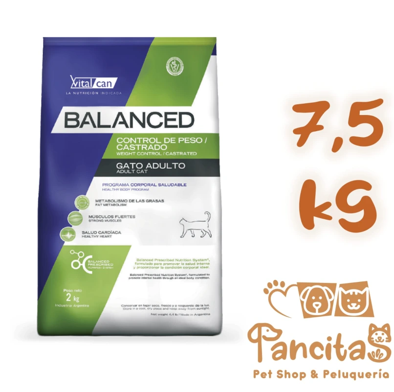 [21708] VITAL CAN BALANCED CAT CONTROL DE PESO/ CASTRADO 7,5KG PROMO