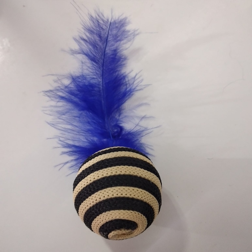 JUGUETE GATO / PELOTA CON PLUMA SISAL