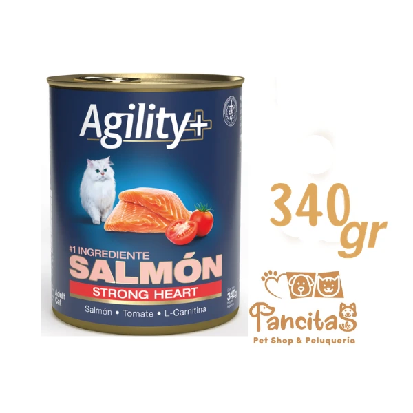 [449] AGILITY+ CAT LATA ALIMENTO HUMEDO SALMON STRONG HEART 340GR