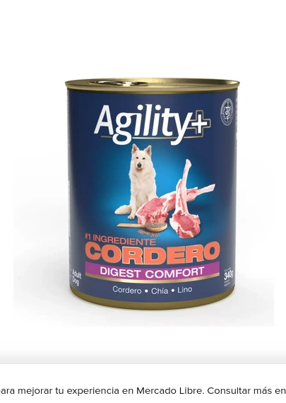 AGILITY+ DOG LATA ALIMENTO HUMEDO CORDERO DIGEST CONFORT 340GR