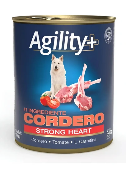 AGILITY+ DOG LATA ALIMENTO HUMEDO CORDERO STRONG HEART 340GR