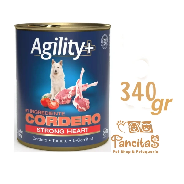 [446] AGILITY+ DOG LATA ALIMENTO HUMEDO CORDERO STRONG HEART 340GR