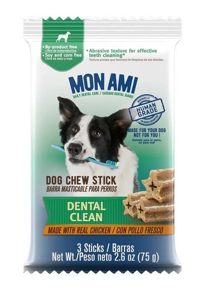 MON AMI SNACKS DOG TREAT DENTAL CLEAN 3 UNIDADES / 75GR