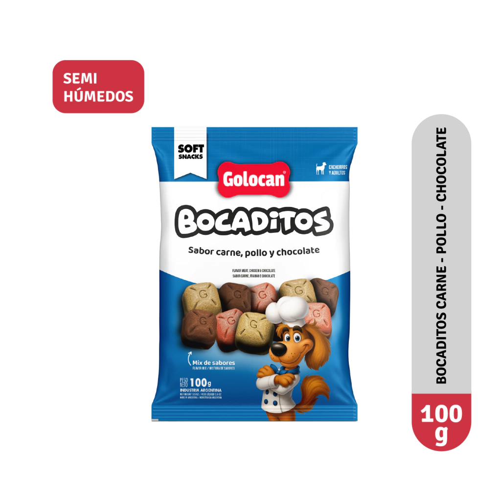 GOLOCAN BOCADITOS SABOR CARNE POLLO CHOCOLATE 100GR
