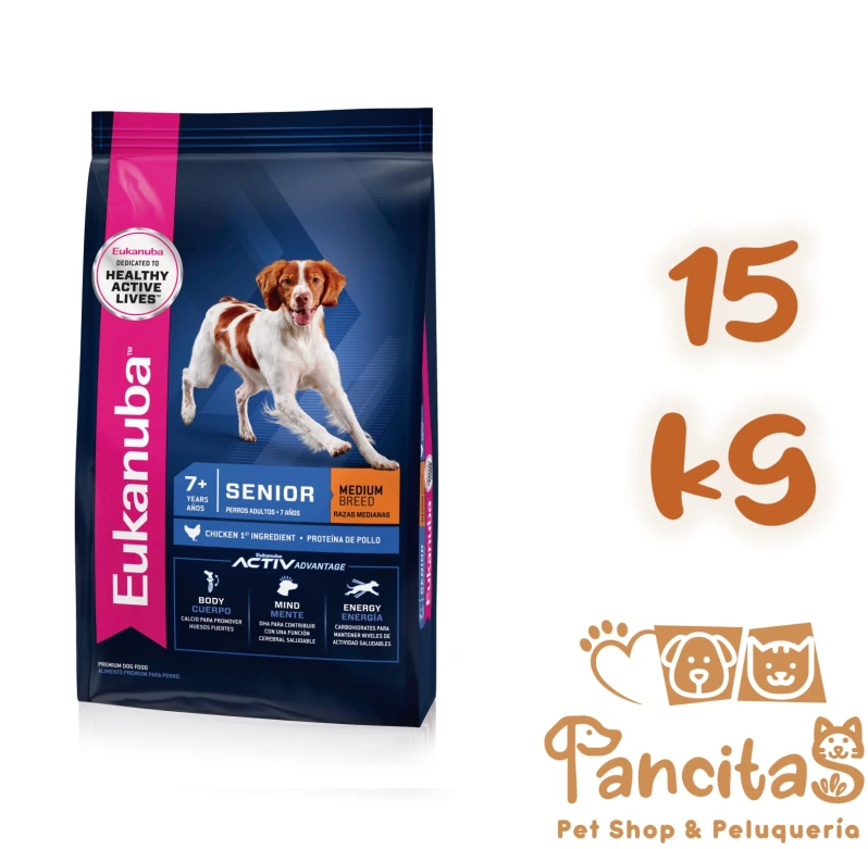 EUKANUBA  SENIOR +7 MEDIUM 15KG PROMO 50% DE DESCUENTO