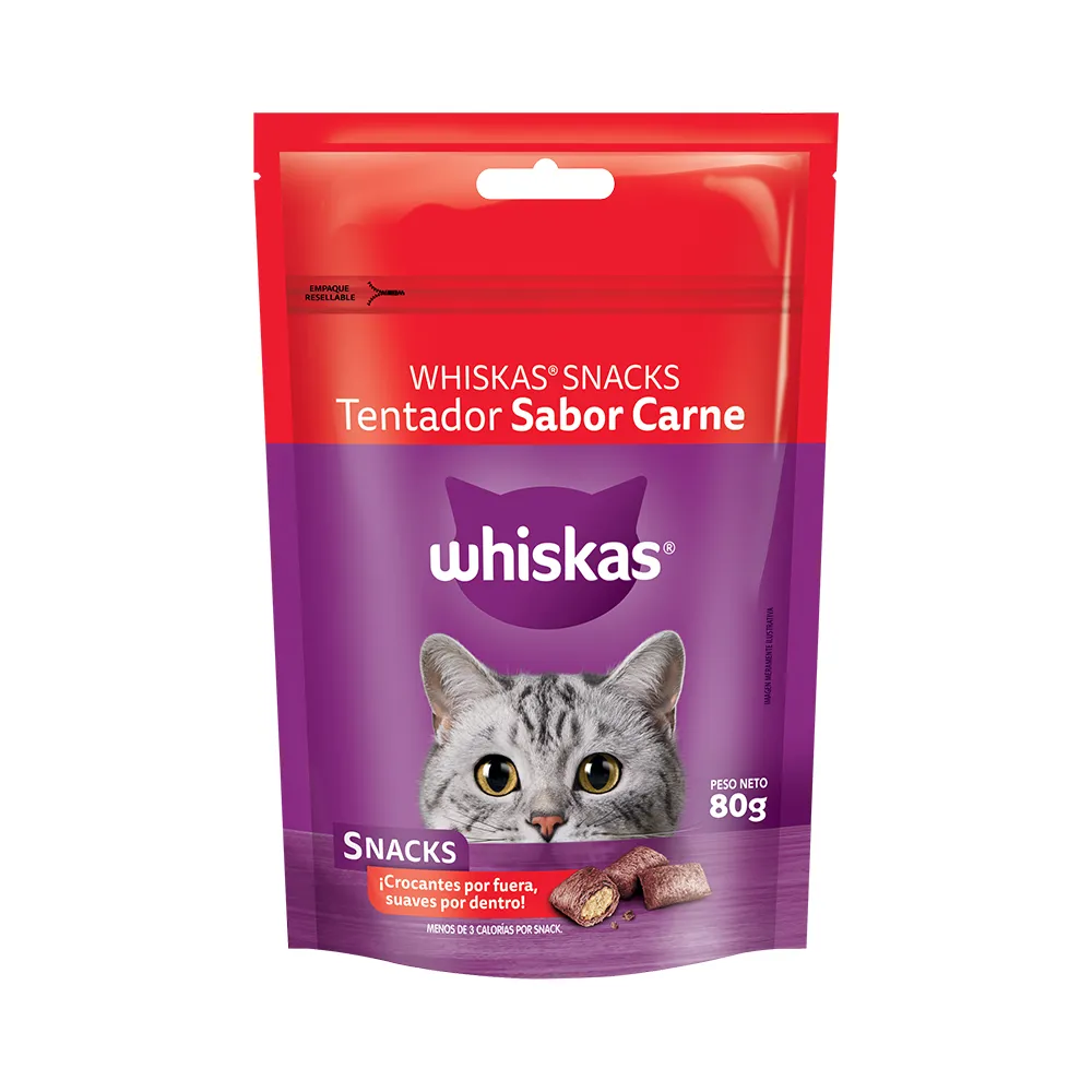 WHISKAS SNACK SABOR CARNE 80Gr PROMO (4+1)
