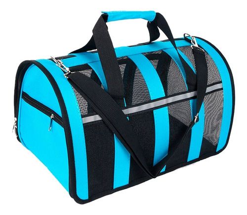 BOLSO TRANSPORTADOR CON MALLA TELA FRANJAS 49x28x27cm