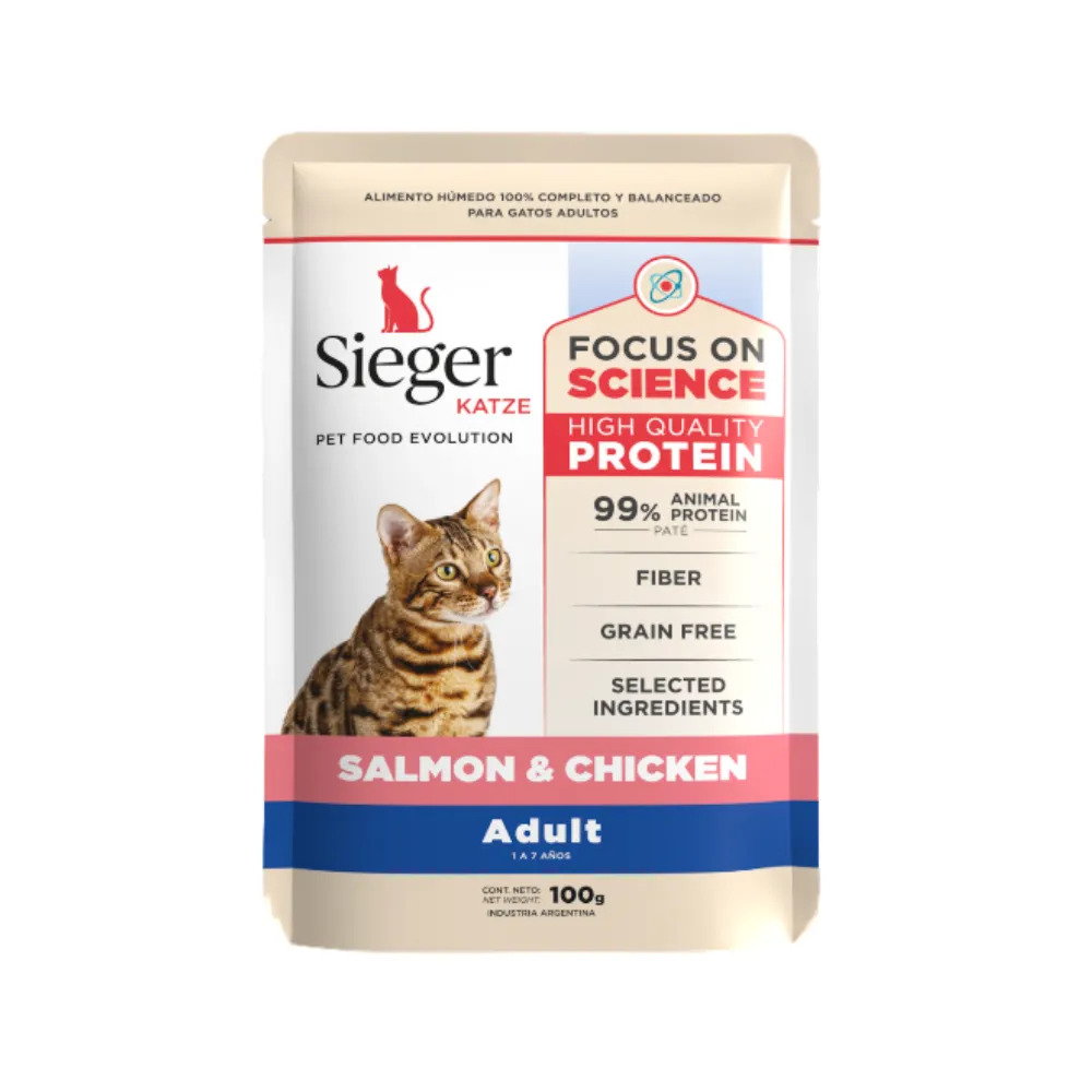 SIEGER CAT KATZE ADULTO SALMON Y POLLO POUCH 100GR