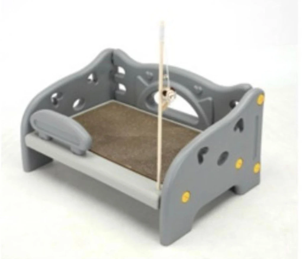 CAMA CATRE PLASTICO GATOS CON RASCADOR Y RATA 36x26x30CM
