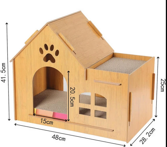 CASA RASCADOR DE MADERA 50X28X42