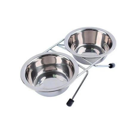 COMEDERO DOBLE ELEVADO ACERO INOX CHICO 470ml (cajita)