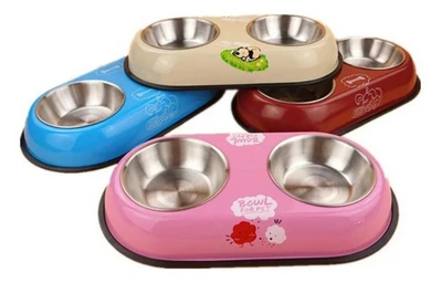 [24023] COMEDERO DOBLE ACERO INOX ESTAMPADO GRANDE 14CM