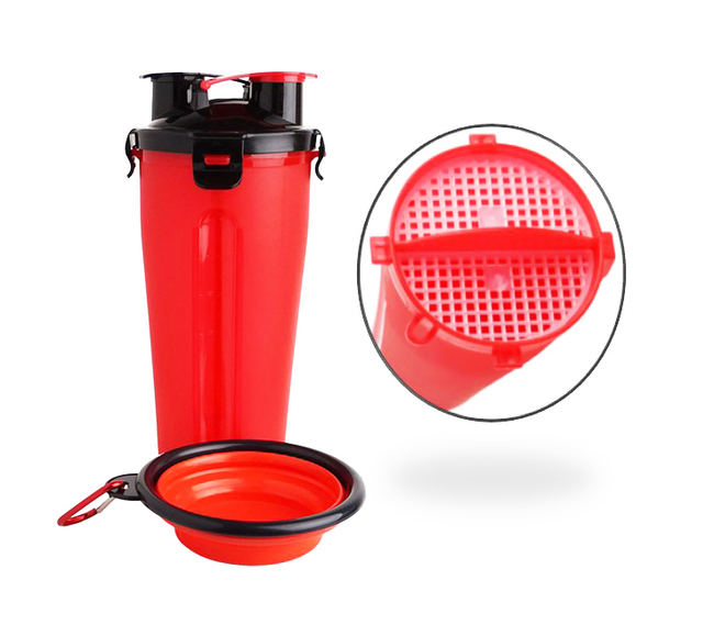 SET BOTELLA PORTATIL DOBLE + COMEDERO PLEGABLE