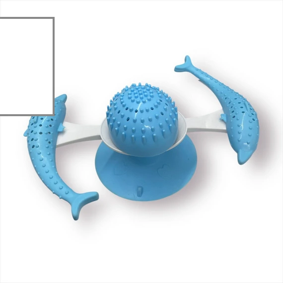 JUGUETE DENTAL MORDILLO DELFIN GIRATORIO PARA GATO CON SOPAPA