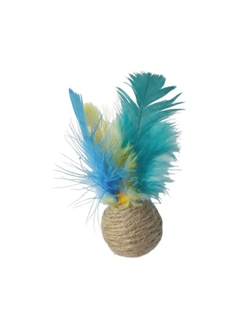 JUGUETE GATO / PELOTA CON PLUMA SISAL