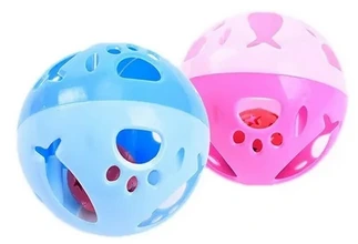 JUGUETE GATO / PELOTA HUECA CON CASCABEL PACK X2