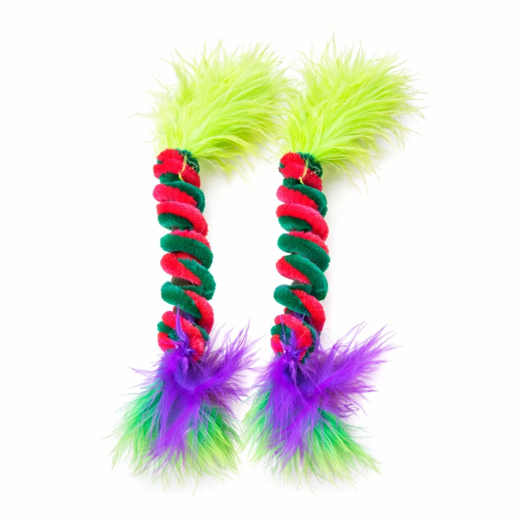 JUGUETE GATO / RESORTE CON PLUMA X2