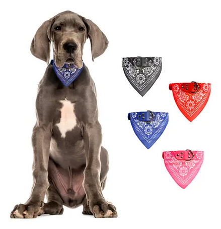 COLLAR CON BANDANA SIMIL CUERO EXTRA GRANDE 63CM