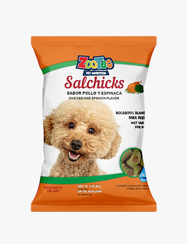 ZOOTEC SALCHICKS DOG POLLO Y ESPINACA 100GR