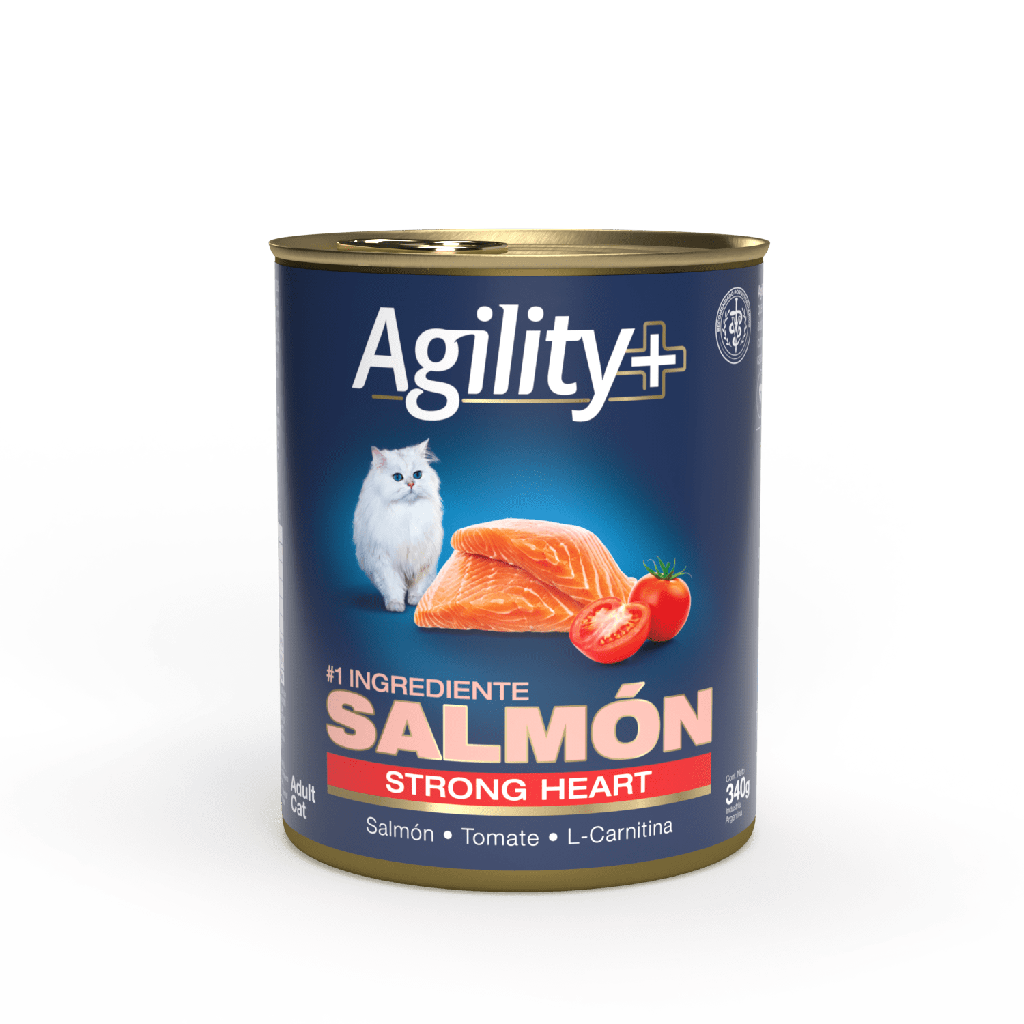 AGILITY+ CAT LATA ALIMENTO HUMEDO SALMON STRONG HEART 340GR (4X3)