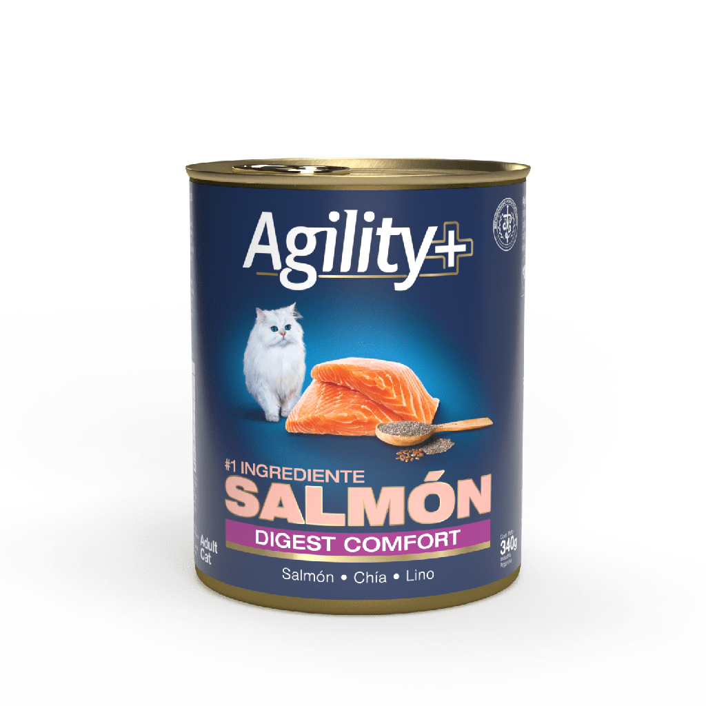 AGILITY+ CAT LATA ALIMENTO HUMEDO SALMON DIGEST CONFORT 340GR PROMO (2x1)