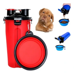 SET BOTELLA PORTATIL DOBLE + 2 COMEDEROs PLEGABLE