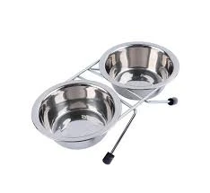 TRIXIE COMEDERO DOBLE ELEVADO ACERO INOX CHICO 2x450ML