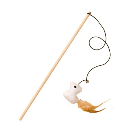 [24063] VARITA DE GATO PELUCHE BLANCO CON PLUMA