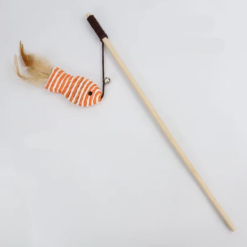 VARITA DE GATO PEZ SISAL CON PLUMA