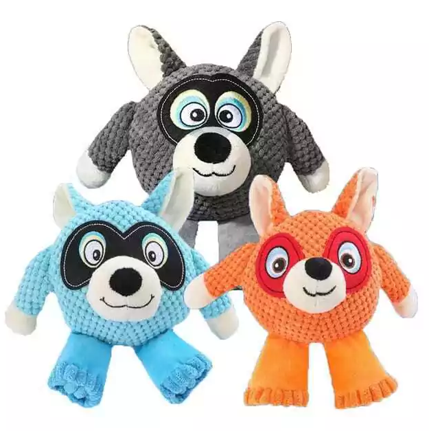 PELUCHE PERRO AZUL Y NARANJA CON CHIFLE